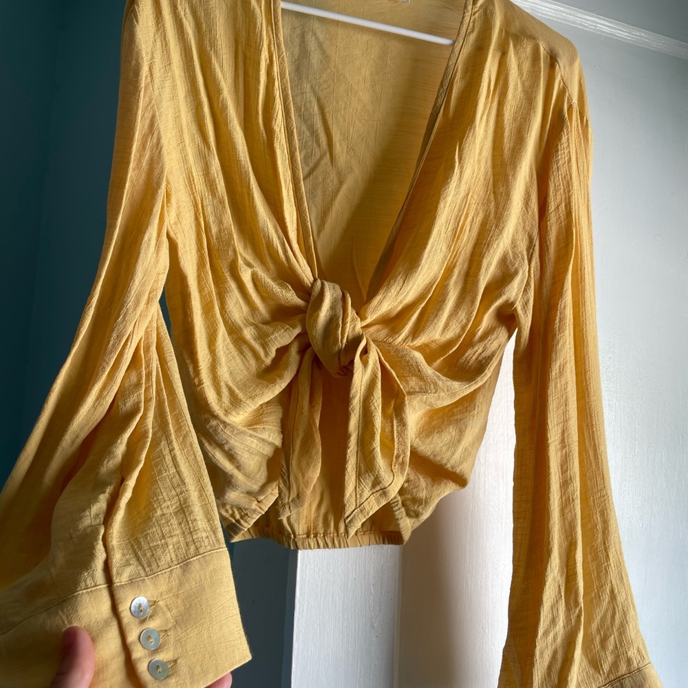 Monday Swimwear butter yellow tie top and bottom-cover up